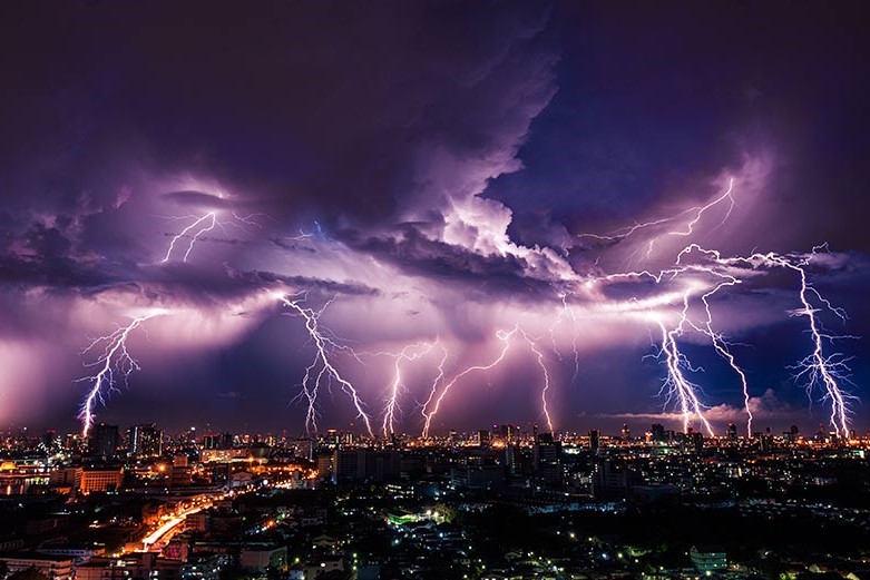 Lightning Over City